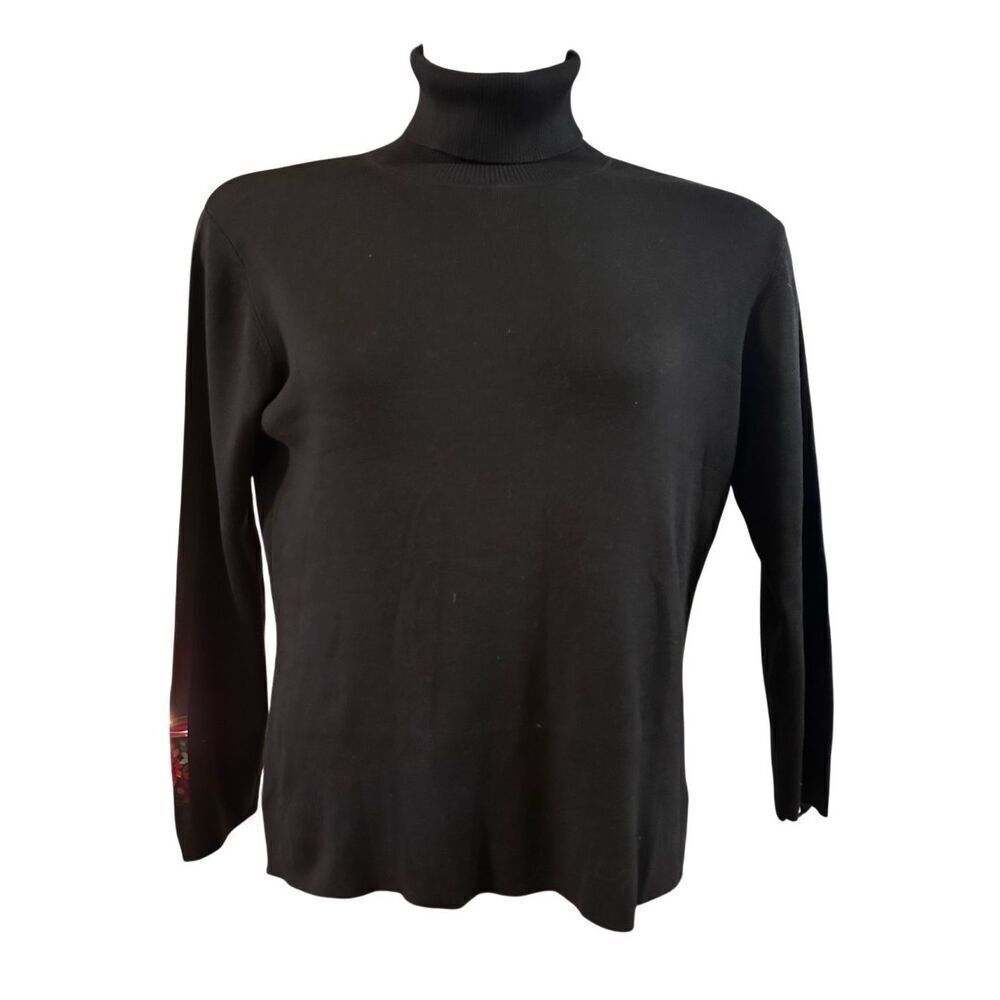 Harold's Women's Black Turtle Neck Pullover Silk Blend Knit Sweater Large